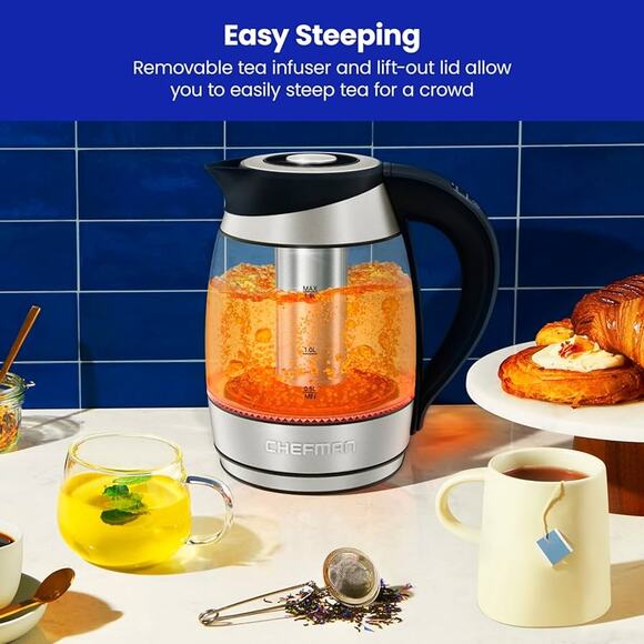 Chefman Electric Kettle with Temperature Control, 5 Presets LED Indicator Lights - Picture 3 of 6